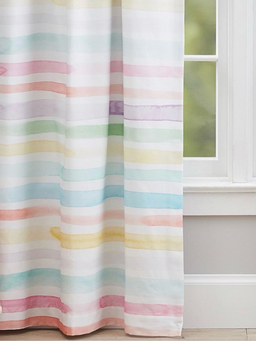 Pottery Barn Kayla Rainbow Stripe Cotton Blackout Curtain 96”